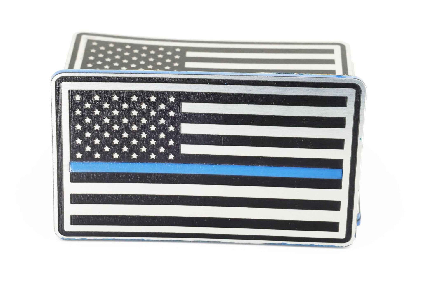 Thin Blue Line - Stainless Acrylic Hat Patch - LoneStar Adhesive