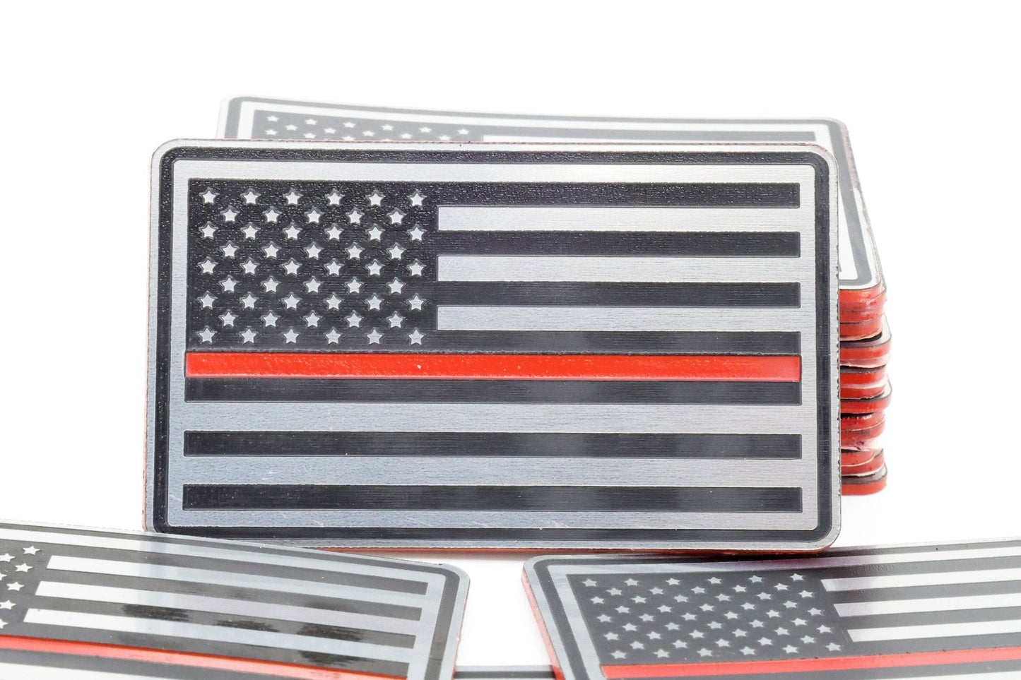 Thin Red Line Acrylic Flag Patch – Stainless/Black/Red