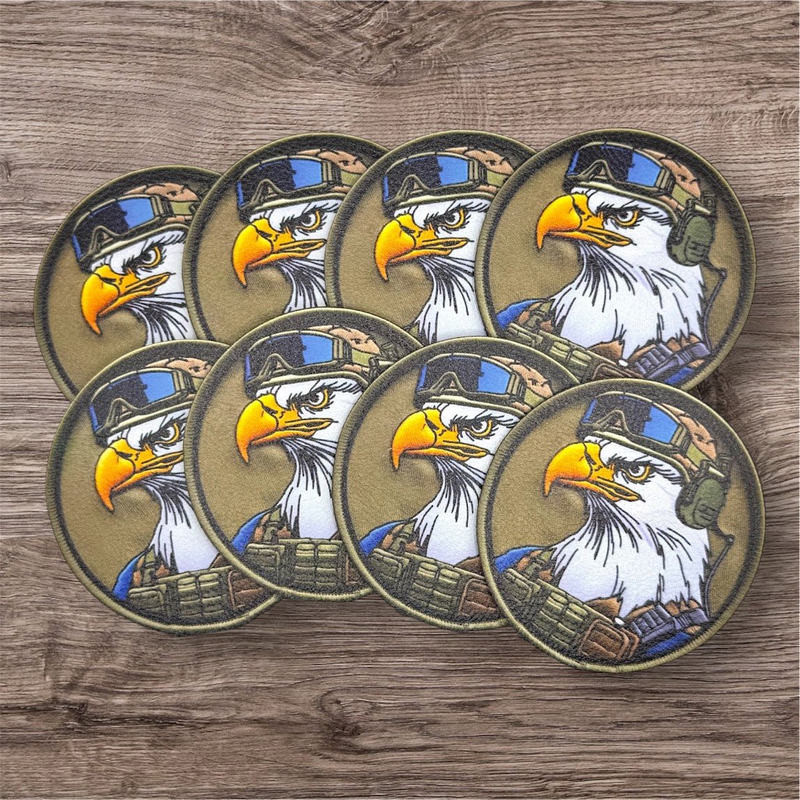 UV Printed Leatherette Patches - Bald Eagle Military Operator Designs - #LoneStar Adhesive#