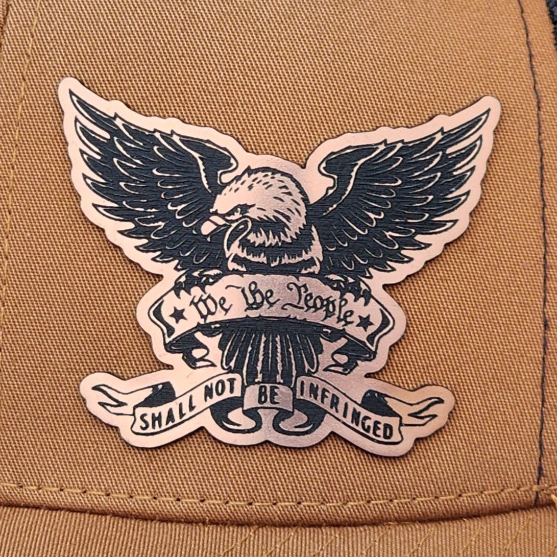 We the People Copper Engraved Leatherette Hat Patch - MR01 - LoneStar Adhesive