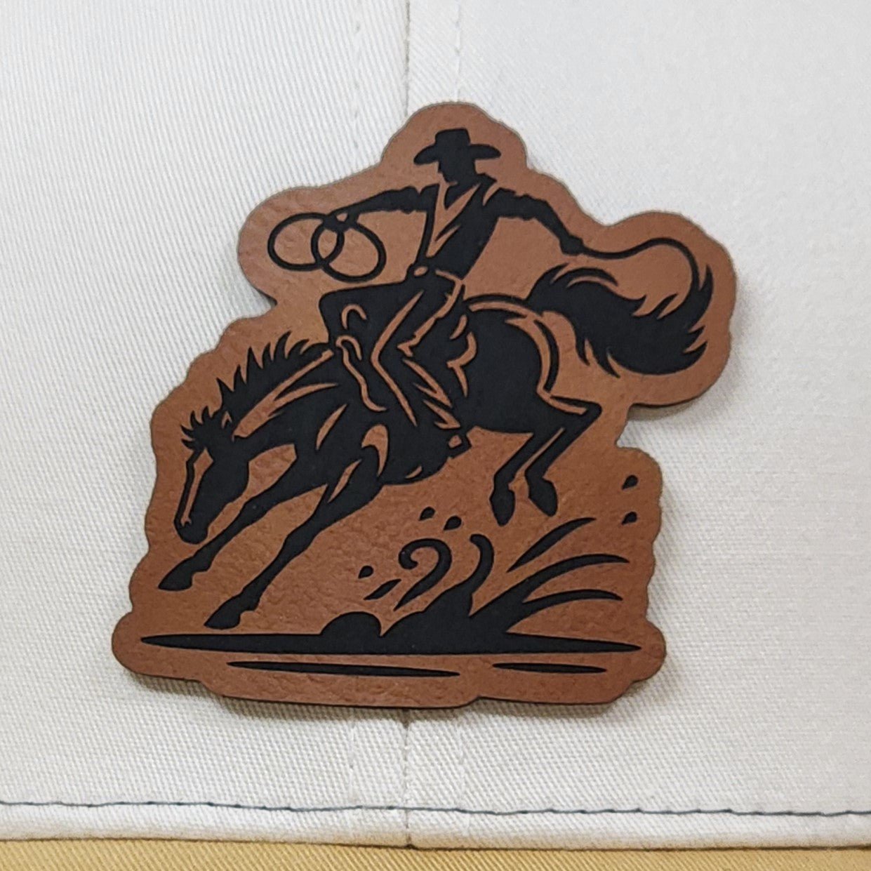 Wild West Cowboy Rodeo Engraved Leatherette Hat Patch - MR01 - LoneStar Adhesive