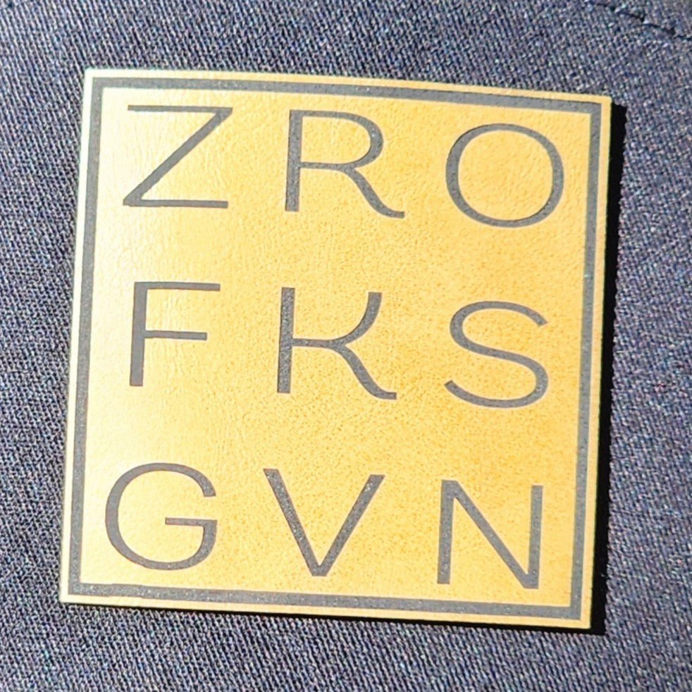 Zero F**ks Given Engraved Leatherette Hat Patch - MR01 - LoneStar Adhesive