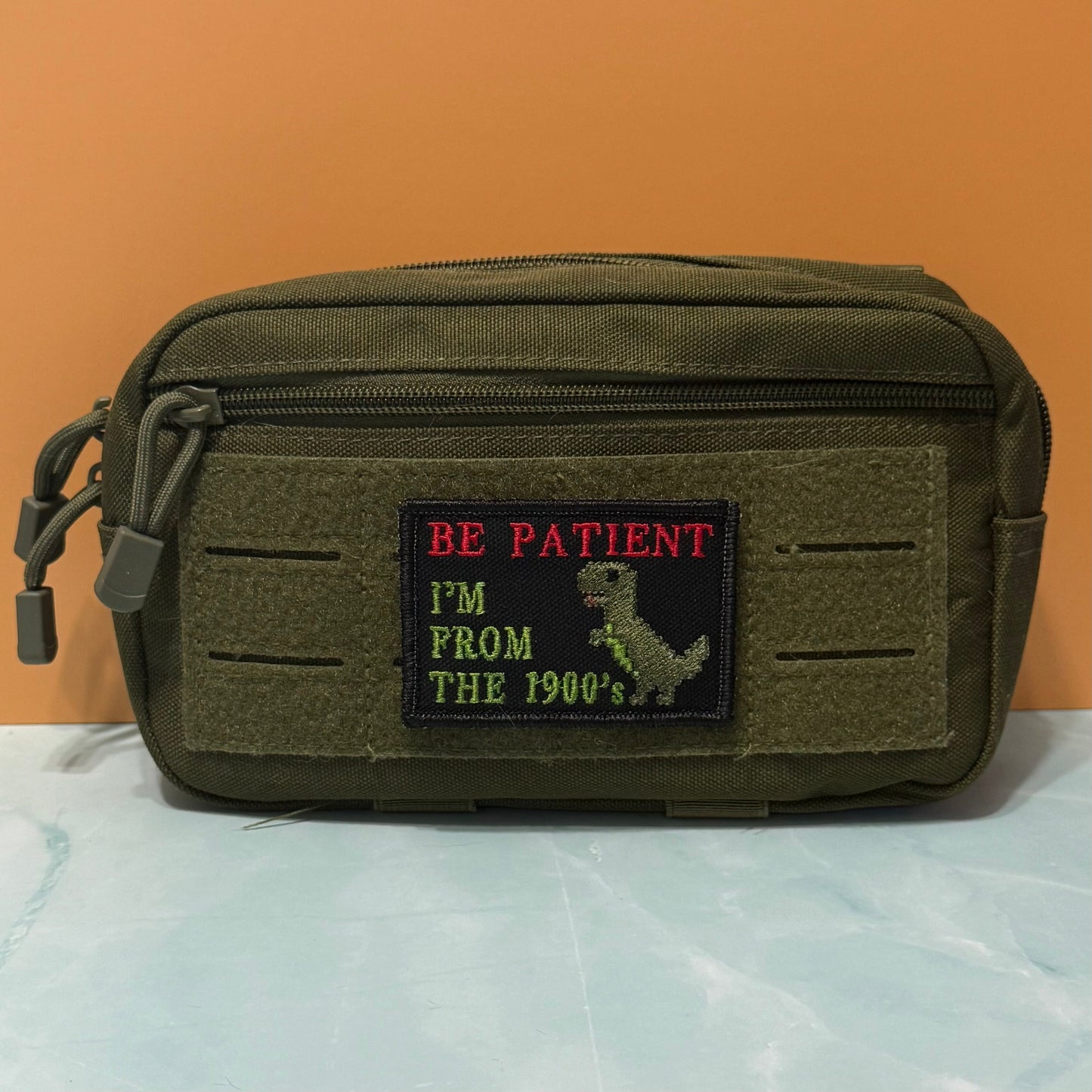 Be Patient I'm From The 1900's Funny Morale Patch, 2x3" | Made in USA | VELCRO® Brand Hook Backing