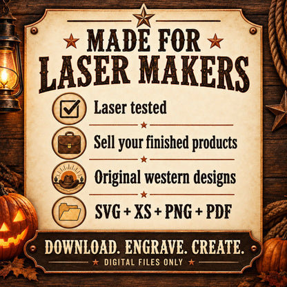 Western Halloween Hat Patch SVG Bundle Vol 2, 8 Laser Engraving Designs, Cowboy Ghosts, Boohaw, Digital Download