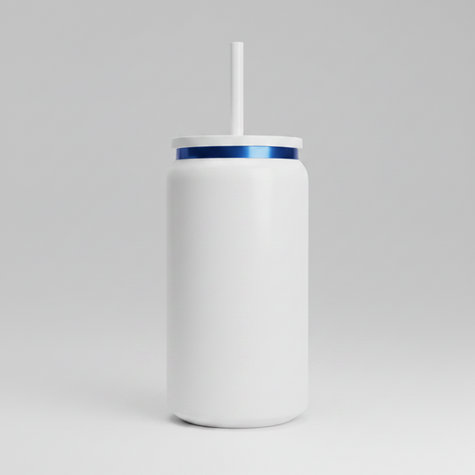 16oz Blue Plated Tumbler - White