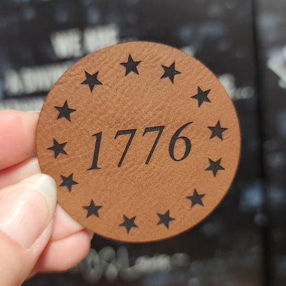 1776 Engraved Leatherette Hat Patch - MR01 - LoneStar Adhesive