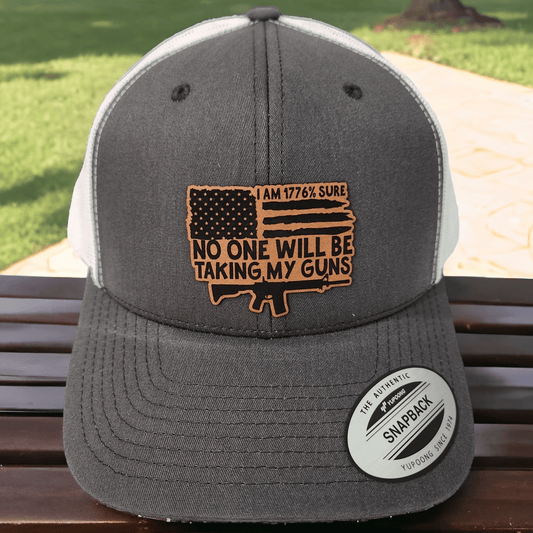 1776% Sure: No One Takes My Guns Leather Patch Trucker Hat - #LoneStar Adhesive#