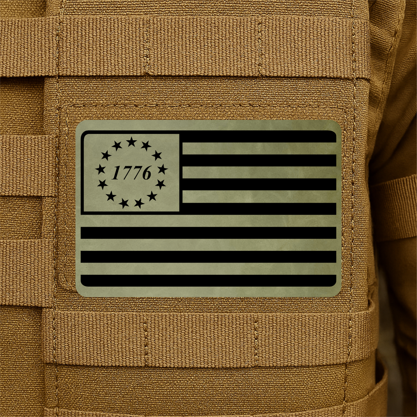 1776 American Flag Tactical Engraved Patch 2"x3" Hook & Loop | Made in USA