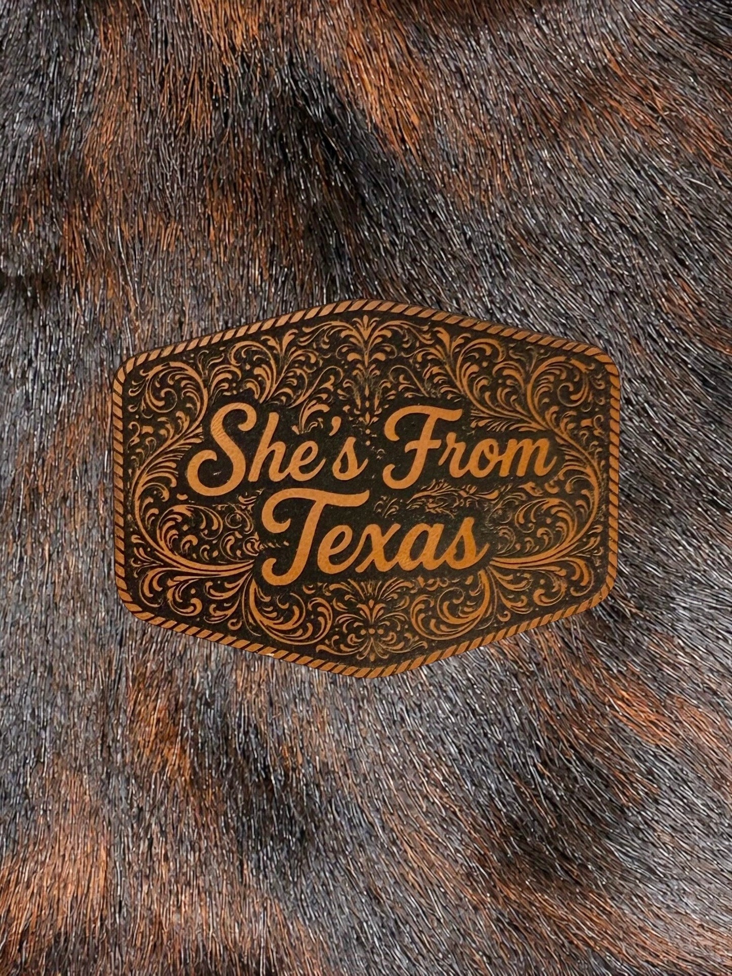 Engraved She’s From Texas Patch