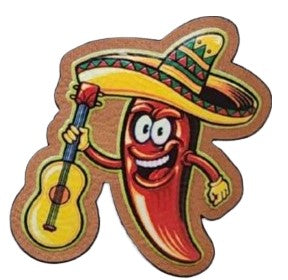 Pepper Sombrero UV Printed Leatherette Hat Patch - MR1