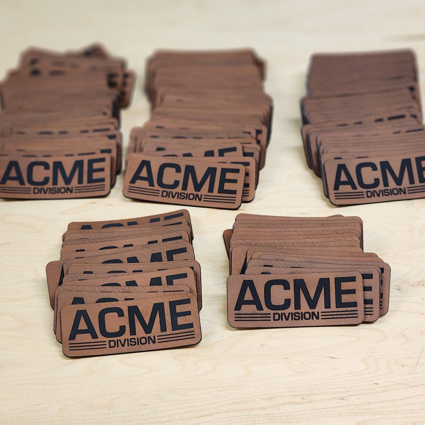 Custom Laser Engraved 40 Leather or Acrylic Patches - Wholesale Package