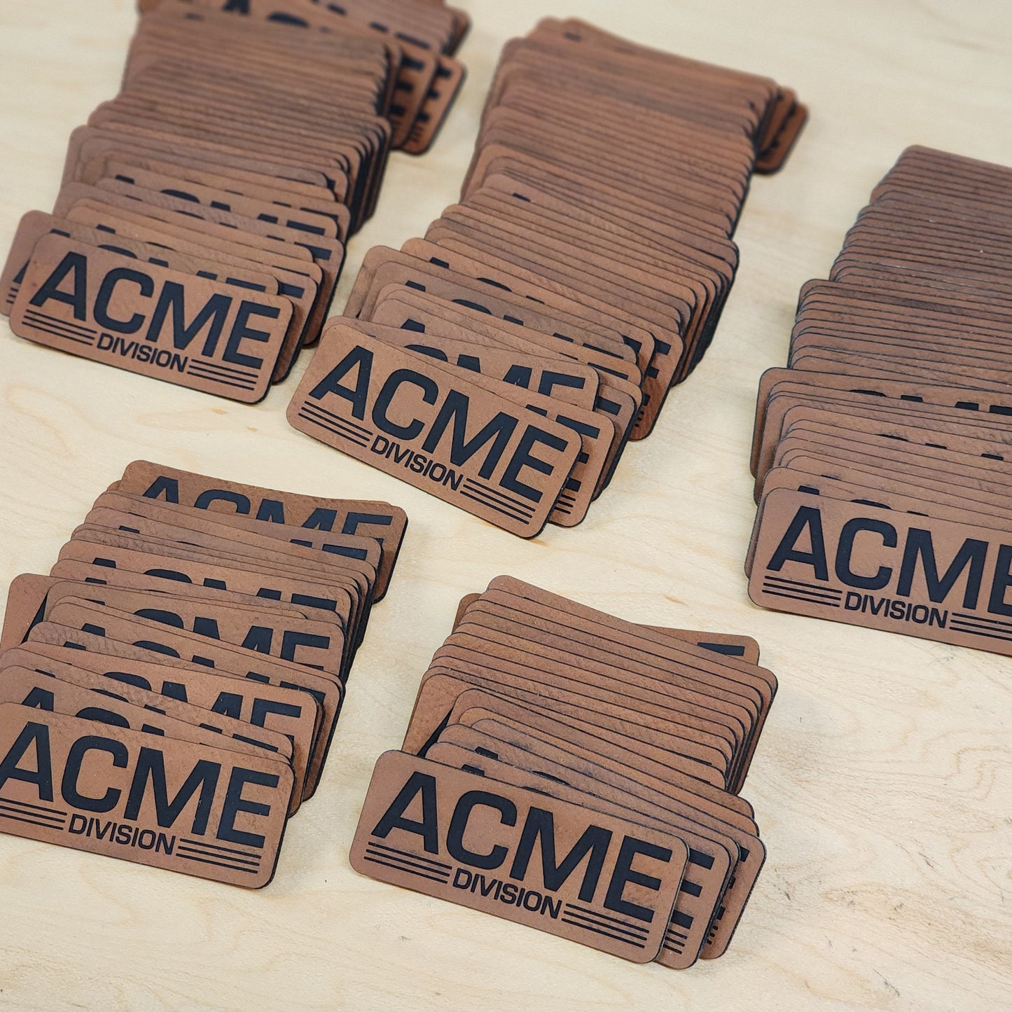 Custom Laser Engraved 40 Leather or Acrylic Patches - Wholesale Package