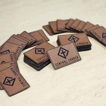 Custom Laser Engraved 40 Leather or Acrylic Patches - Wholesale Package