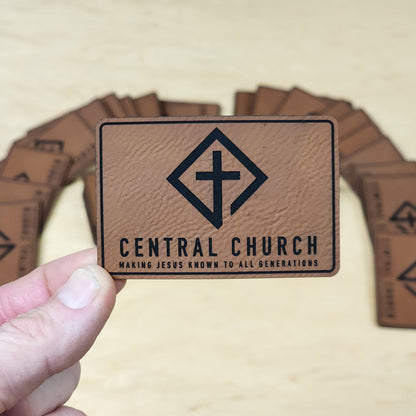 Custom Laser Engraved 40 Leather or Acrylic Patches - Wholesale Package