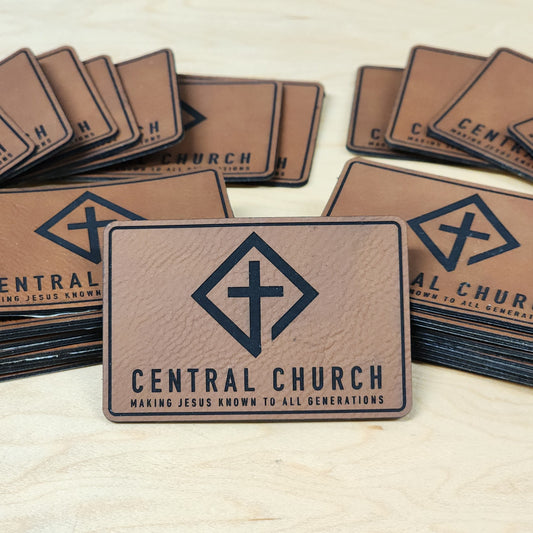 Custom Laser Engraved 40 Leather or Acrylic Patches - Wholesale Package