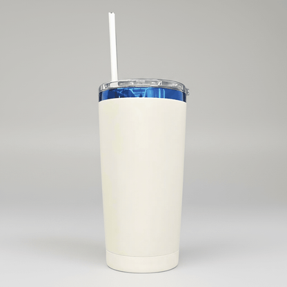 20oz Blue Plated Tumbler - Cream - LoneStar Adhesive
