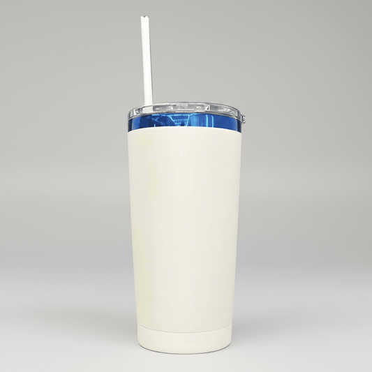 20oz Blue Plated Tumbler - Cream - LoneStar Adhesive