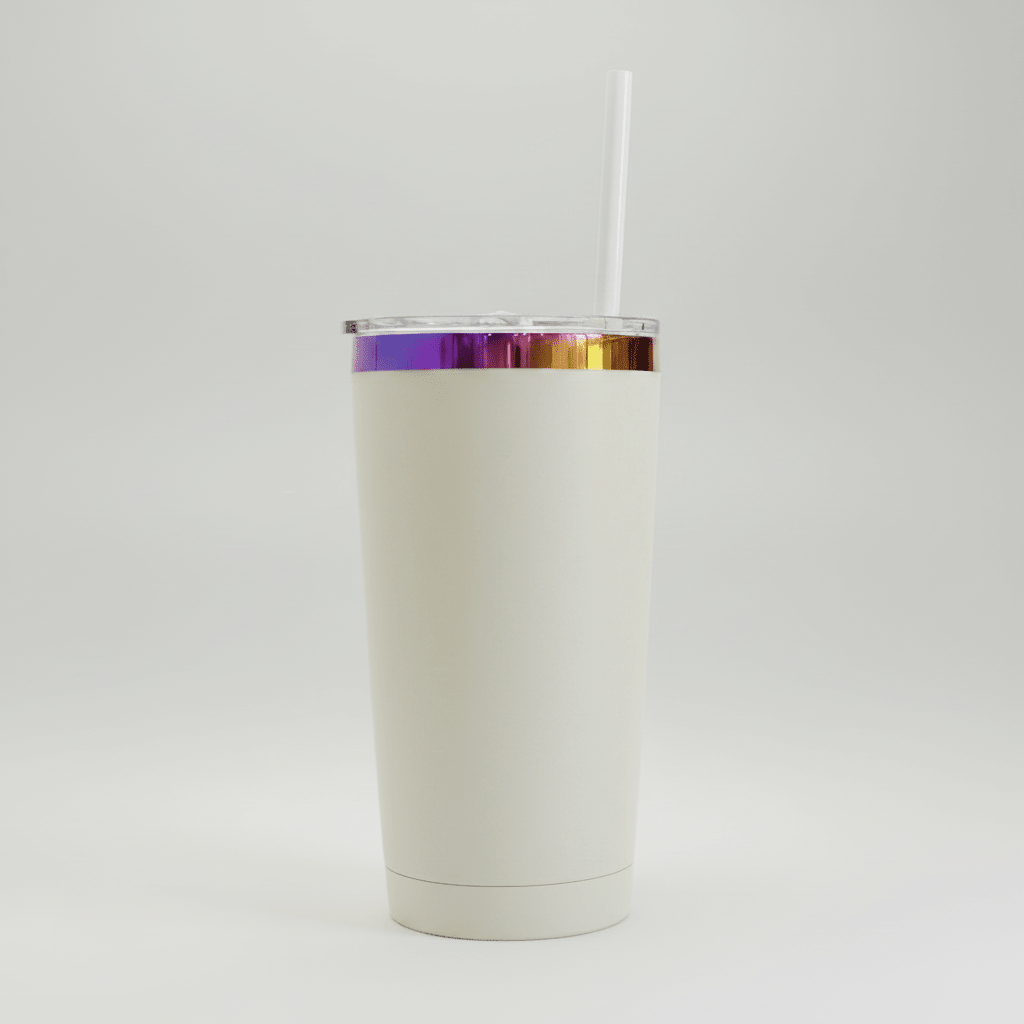20oz Rainbow Plated Tumbler - Cream - LoneStar Adhesive
