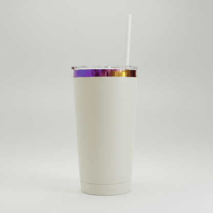 20oz Rainbow Plated Tumbler - Cream - LoneStar Adhesive