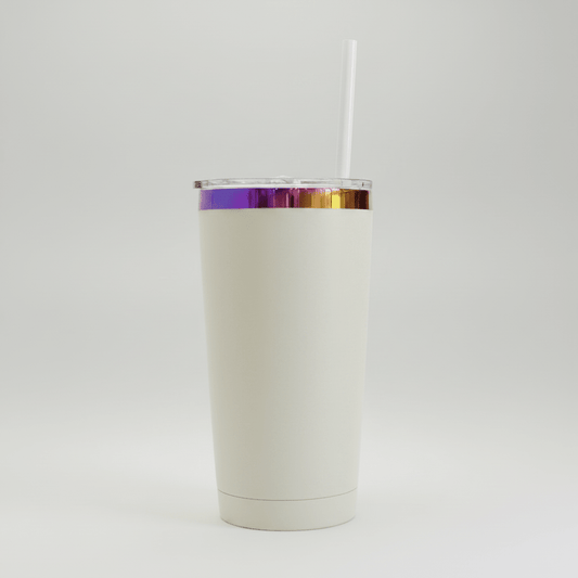 20oz Rainbow Plated Tumbler - Cream - LoneStar Adhesive