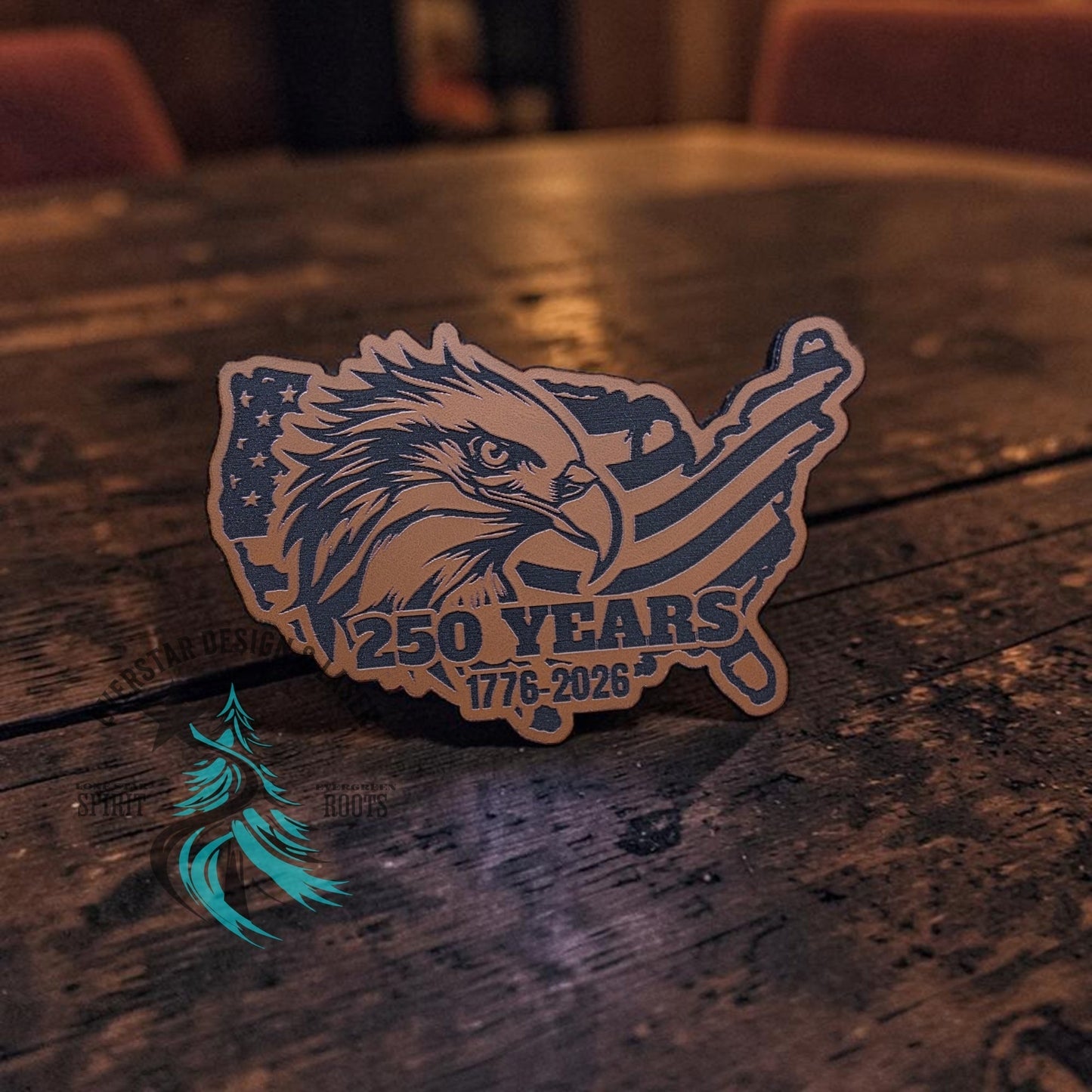 250 Years Eagle USA Leather Patch - LoneStar Adhesive