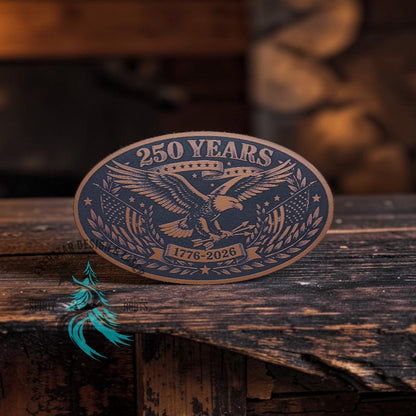 250 Years Freedom Eagle Wide Oval Leather Patch - LoneStar Adhesive