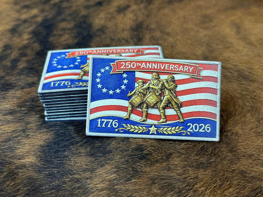 250th Anniversary UV Printed Leatherette Hat Patch – 1776–2026 America Birthday Patch – Patriotic Trucker Hat Patch – USA 250th Celebration - LoneStar Adhesive