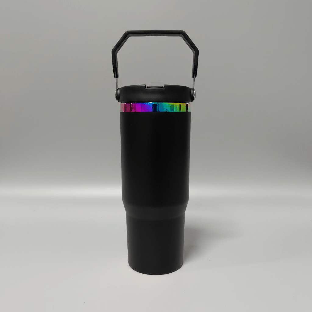 30oz Rainbow Plated Flip Tumbler - Black - LoneStar Adhesive