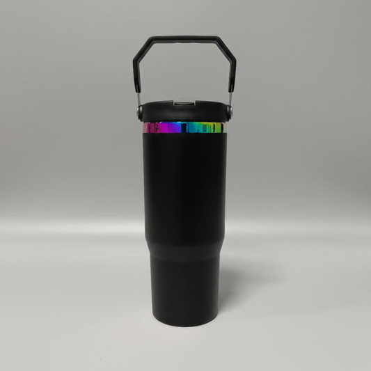 30oz Rainbow Plated Flip Tumbler - Black - LoneStar Adhesive