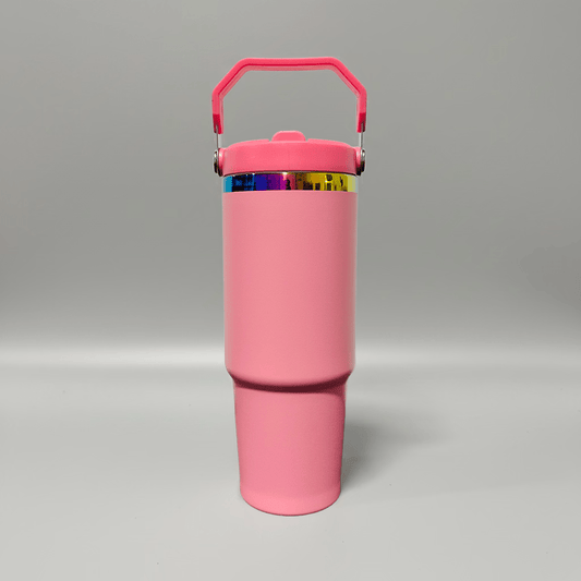30oz Rainbow Plated Flip Tumbler - Pink - LoneStar Adhesive