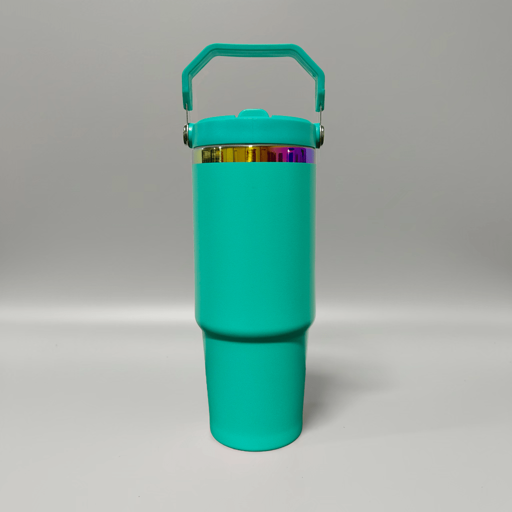 30oz Rainbow Plated Flip Tumbler - Turquoise - LoneStar Adhesive