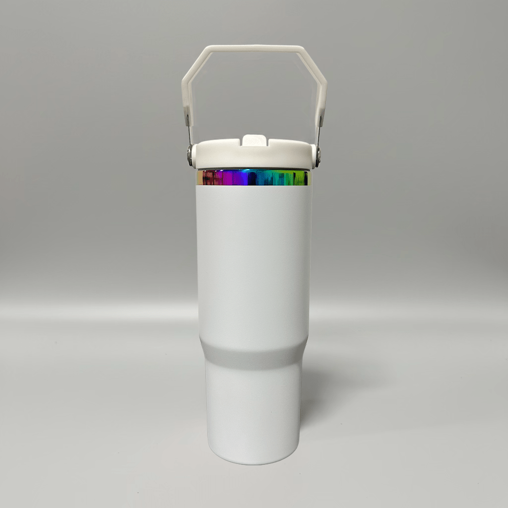30oz Rainbow Plated Flip Tumbler - White - LoneStar Adhesive