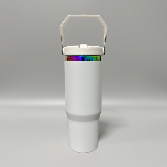 30oz Rainbow Plated Flip Tumbler - White - LoneStar Adhesive