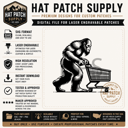 Bigfoot Hat Patch SVG Bundle – 17 Laser Ready Sasquatch Designs | Funny Bigfoot SVG Digital Download