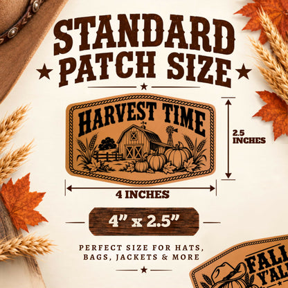 Farm Fall Hat Patch SVG Bundle | 8 Western Autumn Laser Engraving Designs | Leatherette Patch Files | SVG XS PNG PDF