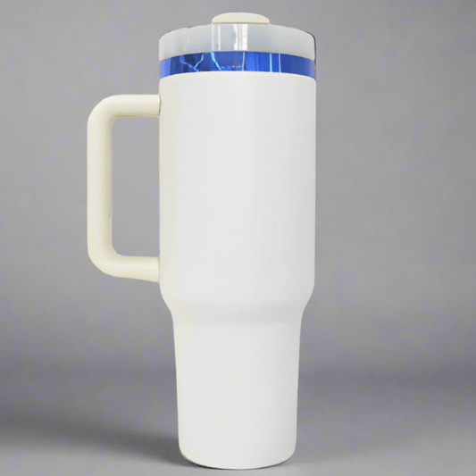 40oz Blue Plated Tumbler - Cream - LoneStar Adhesive