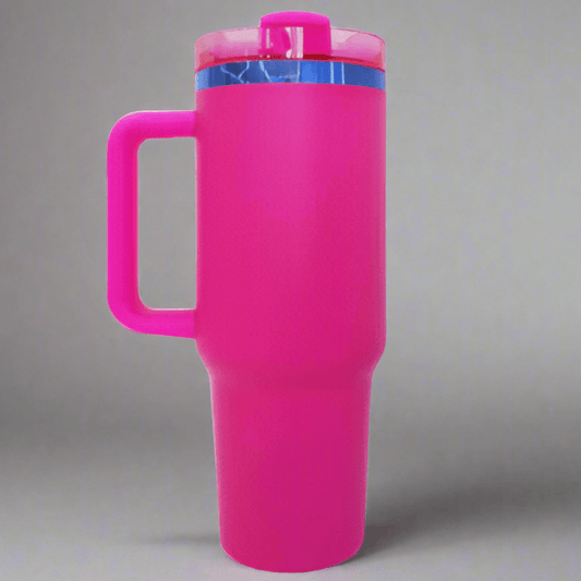 40oz Blue Plated Tumbler - Hot Pink - LoneStar Adhesive