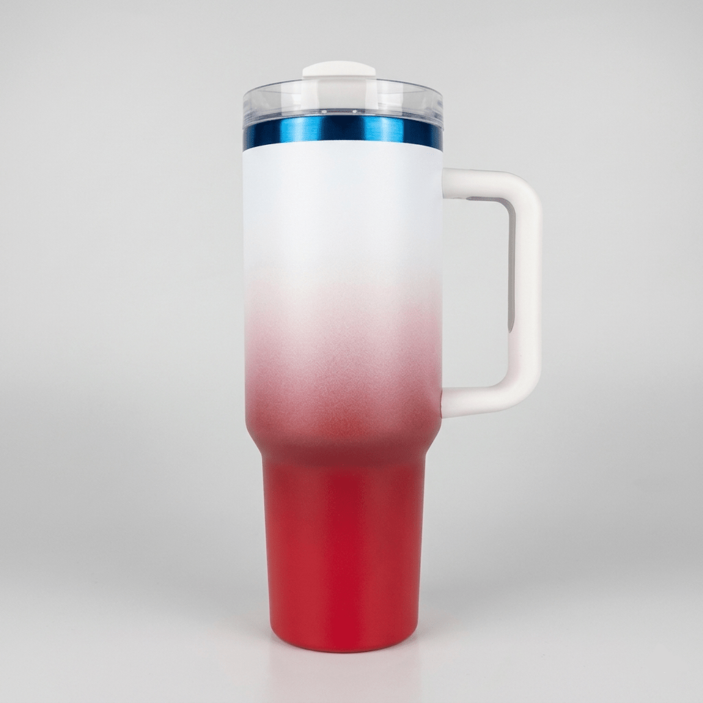 40oz Blue Plated Tumbler - Ombre Red - LoneStar Adhesive