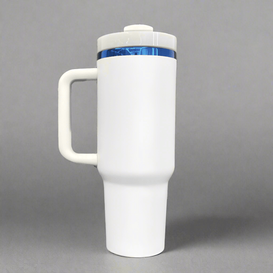40oz Blue Plated Tumbler - White - LoneStar Adhesive
