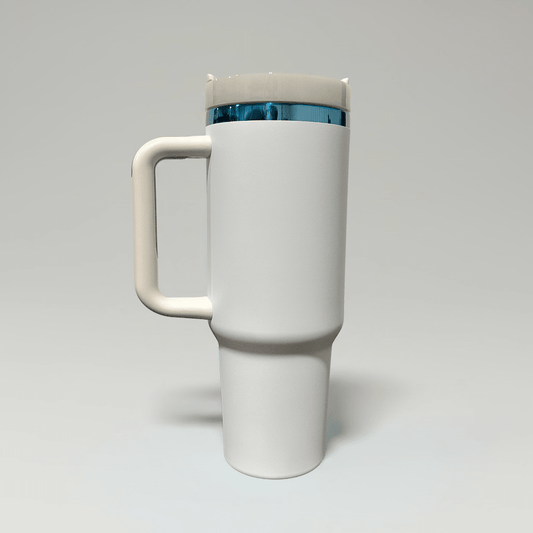 40oz Blue Plated Tumbler - White - LoneStar Adhesive