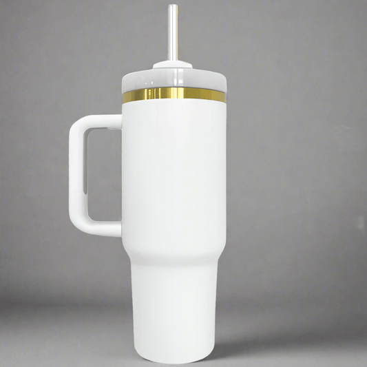 40oz Gold Plated Tumbler - White - LoneStar Adhesive