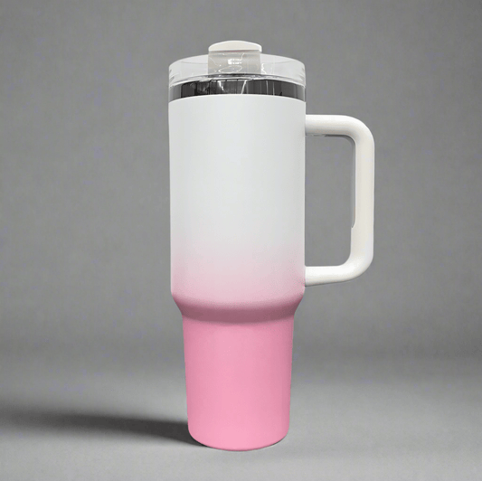 40oz Mirror Black Plated Tumbler - Ombre Pink - LoneStar Adhesive