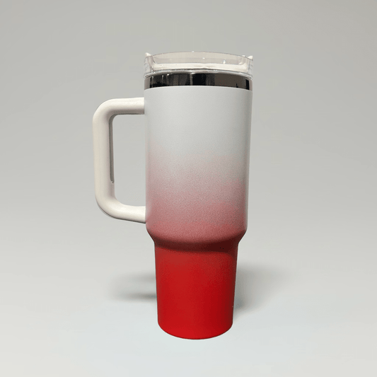 40oz Mirror Black Plated Tumbler - Ombre Red - LoneStar Adhesive