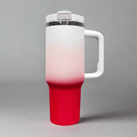 40oz Mirror Black Plated Tumbler - Ombre Red - LoneStar Adhesive