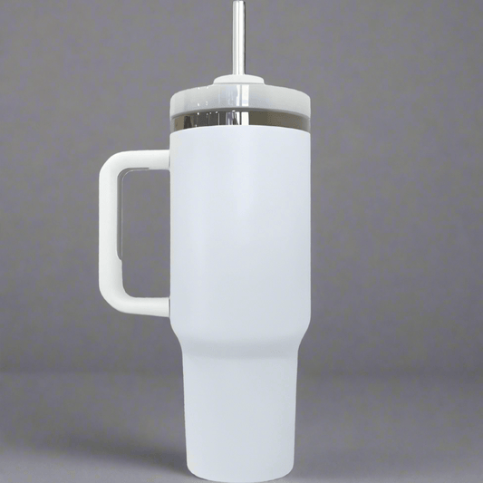 40oz Mirror Black Plated Tumbler - White - LoneStar Adhesive