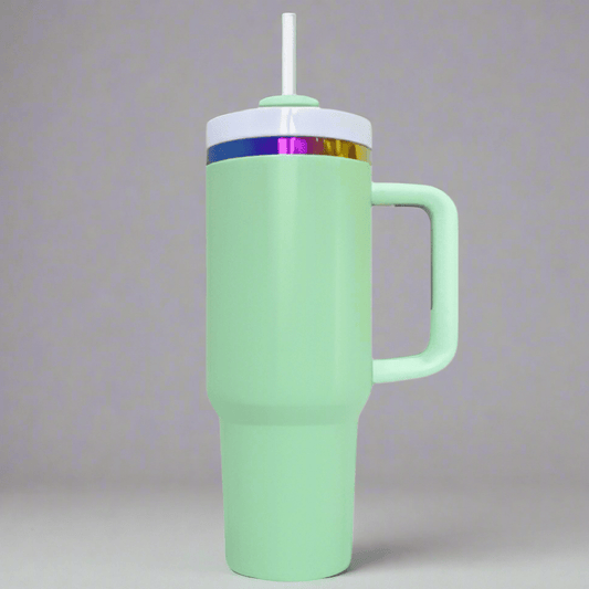 40oz Rainbow Plated Tumbler - Green - LoneStar Adhesive