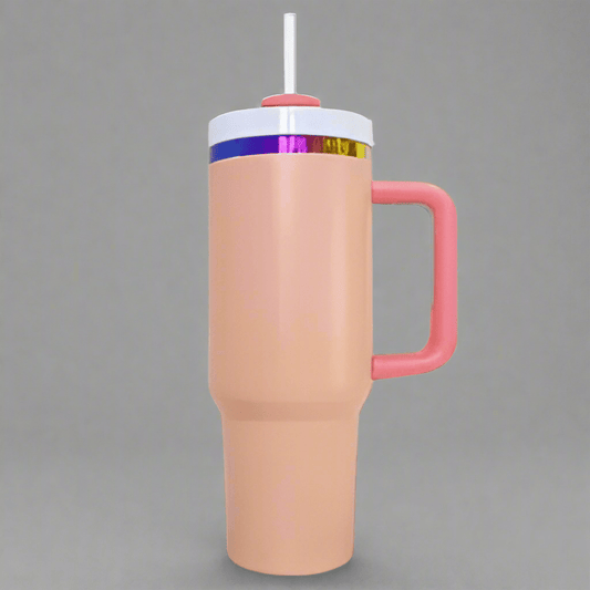 40oz Rainbow Plated Tumbler - Peach - LoneStar Adhesive