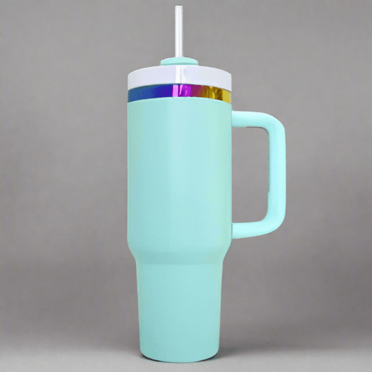 40oz Rainbow Plated Tumbler - Turquoise - LoneStar Adhesive