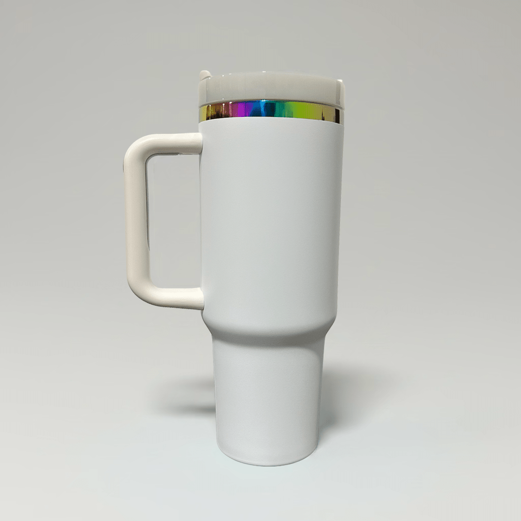 40oz Rainbow Plated Tumbler - White - LoneStar Adhesive