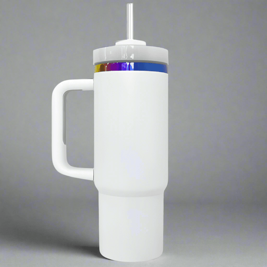 40oz Rainbow Plated Tumbler - White - LoneStar Adhesive